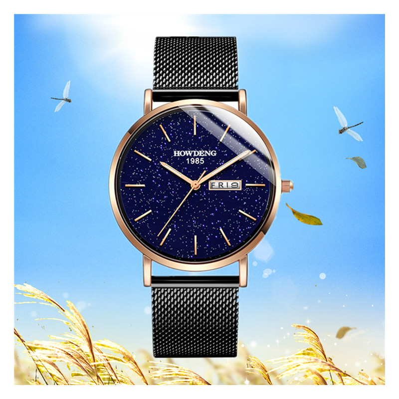 Fashion Men&apos;s Watch Fashion Casual Starry Sky Simple Calendar Waterproof Men&apos;s Business Wristwatch