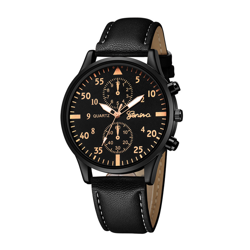 The Mens&apos; Quartz Wrist Watches High Quality PU Leather Watch Strap Slim Dial Casual Waterproof