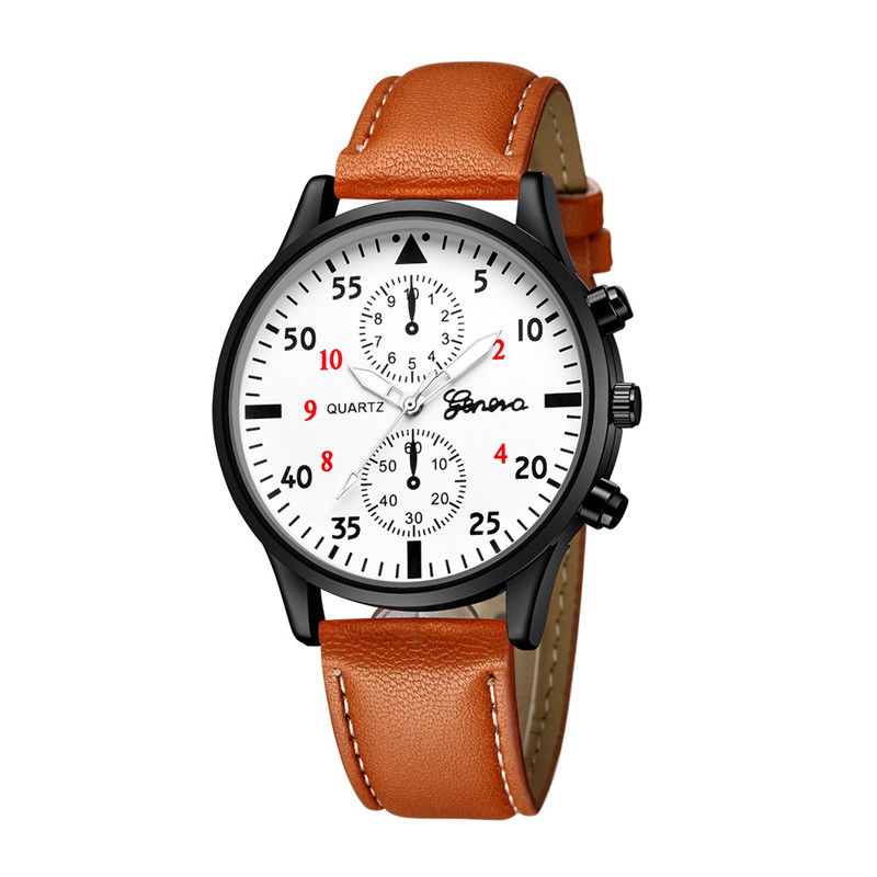 The Mens&apos; Quartz Wrist Watches High Quality PU Leather Watch Strap Slim Dial Casual Waterproof