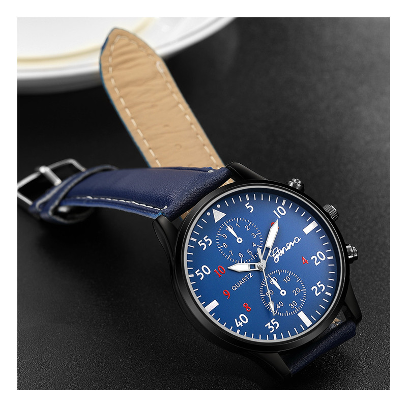 The Mens&apos; Quartz Wrist Watches High Quality PU Leather Watch Strap Slim Dial Casual Waterproof