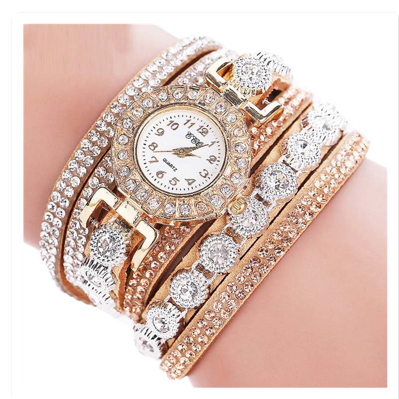 2019 Women Bracelet Watch With Rhinestones Women Vintage Fashion Dress Wristwatch Lady Gift Watch