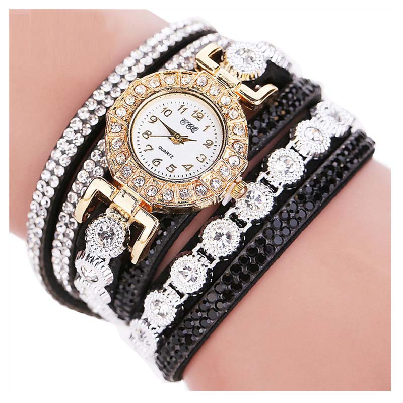 2019 Women Bracelet Watch With Rhinestones Women Vintage Fashion Dress Wristwatch Lady Gift Watch