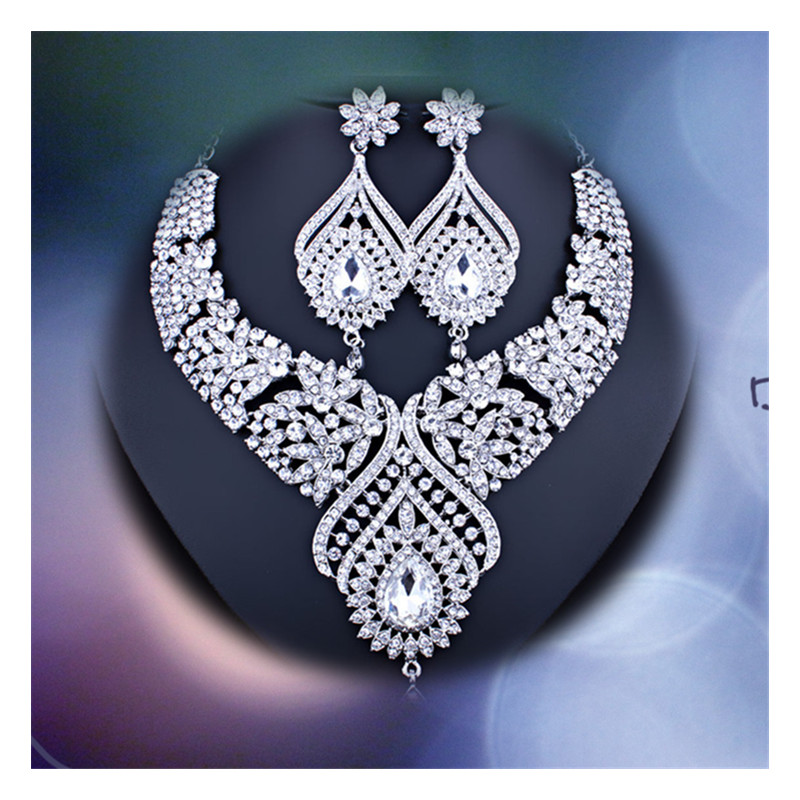 Luxurious Wedding Jewelry Necklace Earrings Jewelry Banquet Party Crystal Bridal Accessories Suit