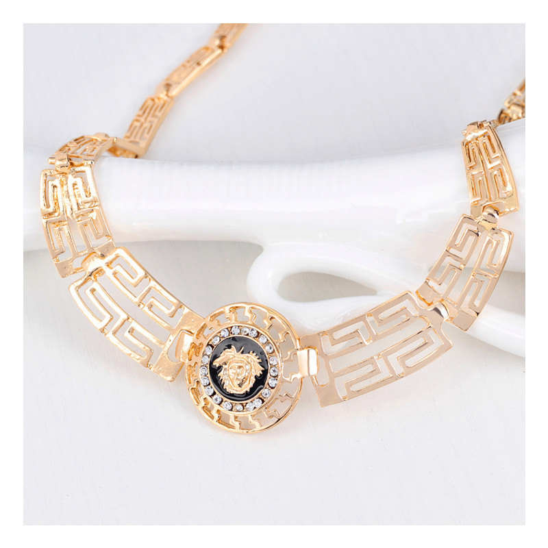 4Pcs/set Gold Crystal Necklace Bracelet Ring Earrings Fashion Jewelry Women Jewelry Set