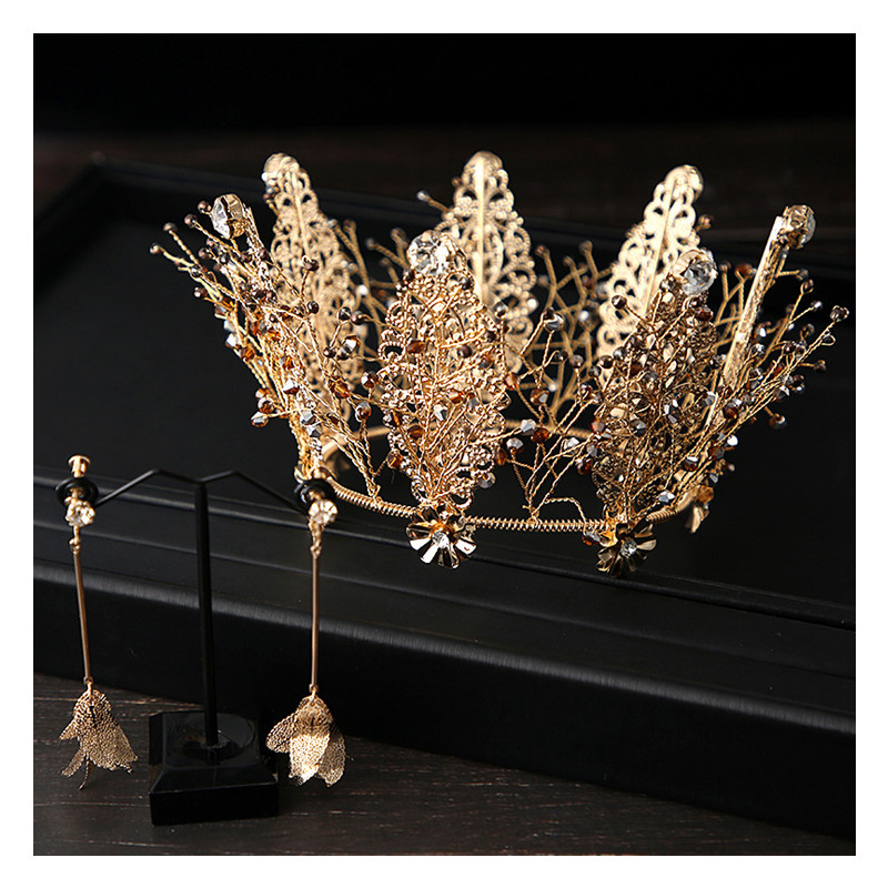 Luxurious Wedding Jewelry Crown Earrings Jewelry Party Banquet Crystal Bridal Accessories Suit