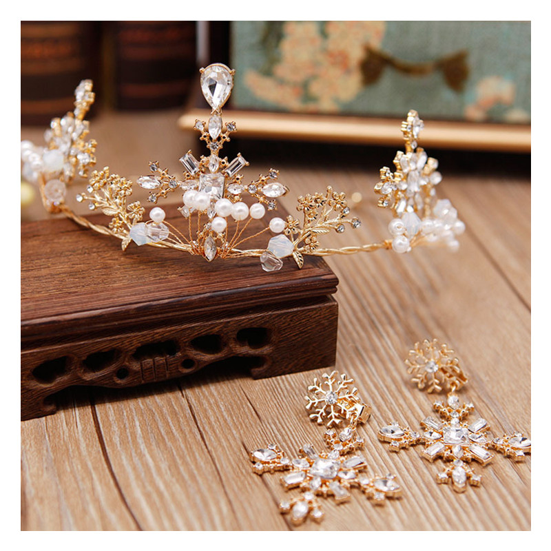 Luxurious Wedding Jewelry Crown Earrings Jewelry Party Banquet Crystal Bridal Accessories Suit