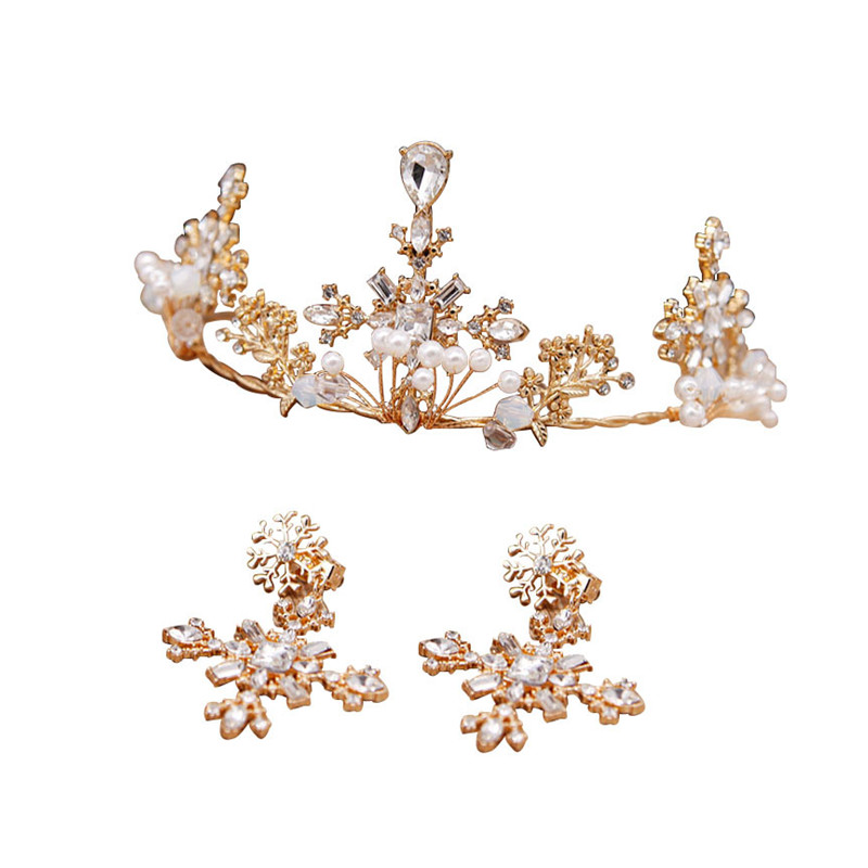 Luxurious Wedding Jewelry Crown Earrings Jewelry Party Banquet Crystal Bridal Accessories Suit