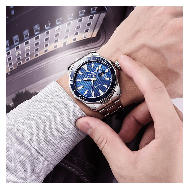 Fashion Business Waterproof Men Watches Steel Strip Watchband Date Man Clock Business Wristwatch