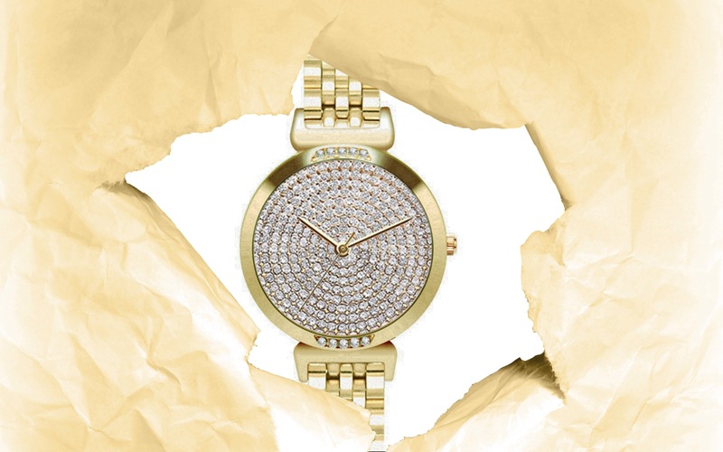 Fashion Women Jewelry Earrings &amp; Bracelet and Watch Set Creative Rhinestone Lady Gift Wristwatch