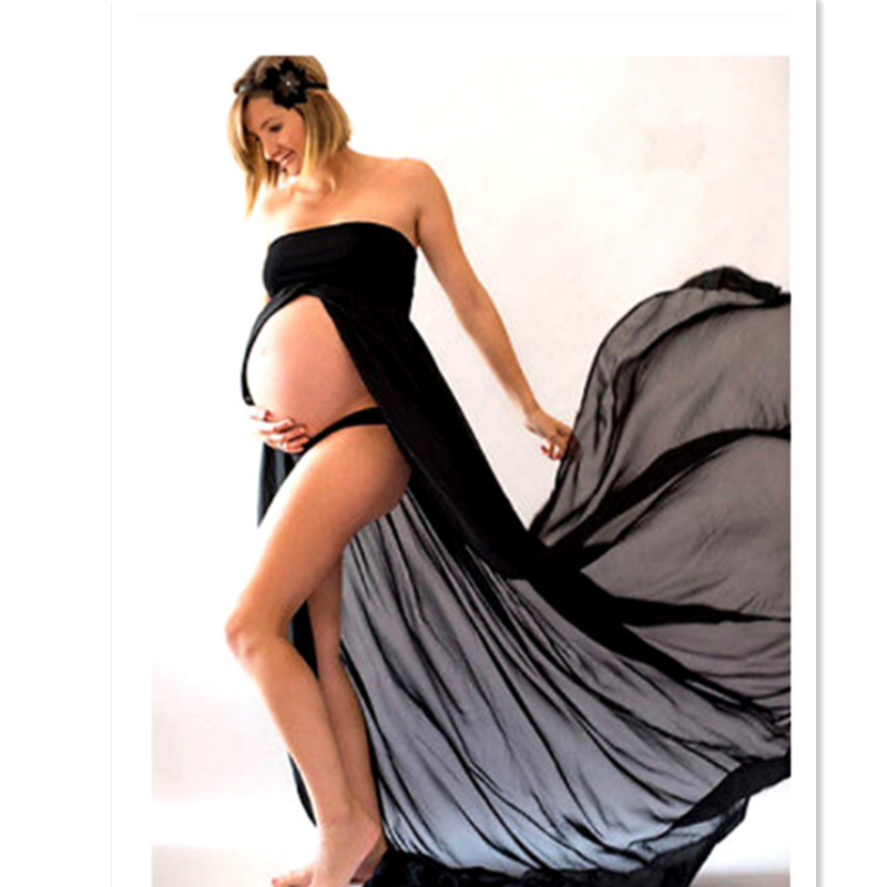 Sexy Maternity Dress for Photo Shoot Photography Women Pregnancy Dress Lace Long Strapless  Dress