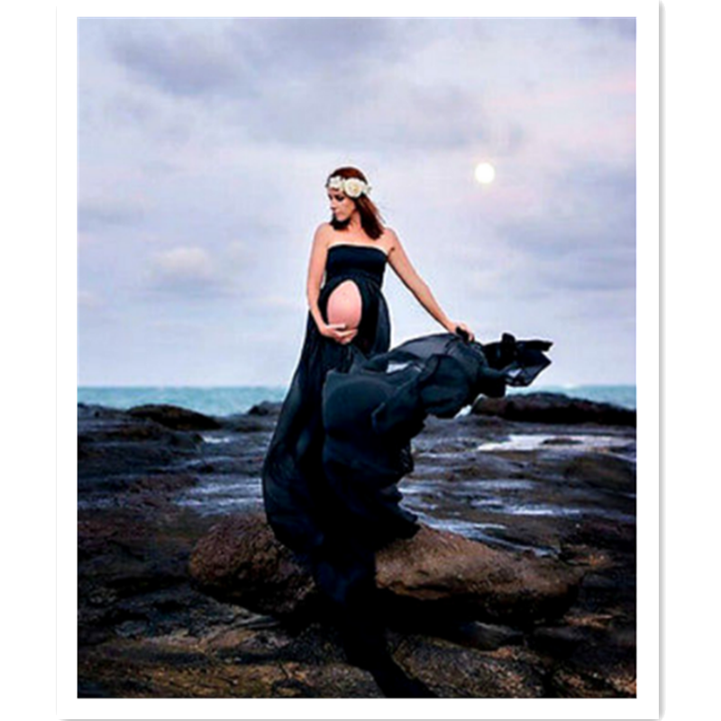 Sexy Maternity Dress for Photo Shoot Photography Women Pregnancy Dress Lace Long Strapless  Dress