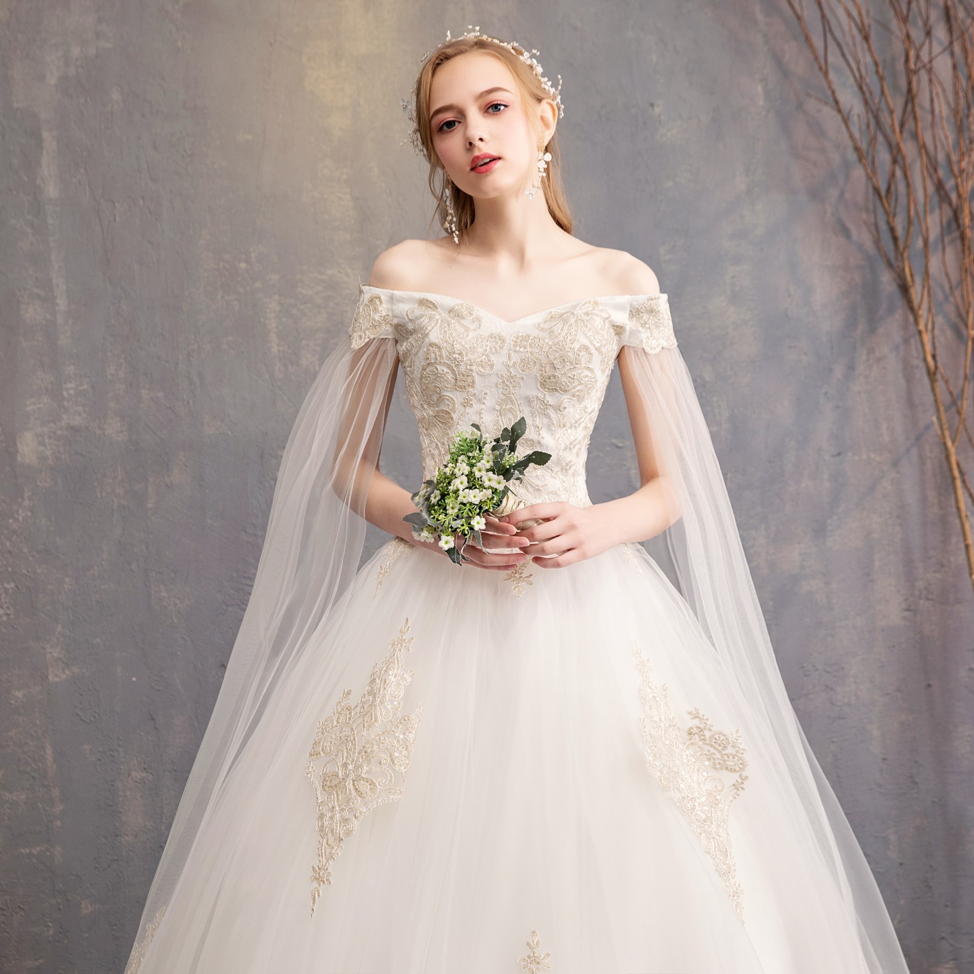 2019 French Style Slim Fit wedding dress Mermaid wedding dress Pricess Bride Floor Evening Dress