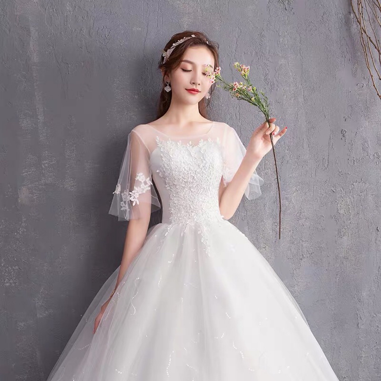 2019 Fashion Style Slim Fit wedding dress Mermaid wedding dress Pricess Bride Floor Evening Dress