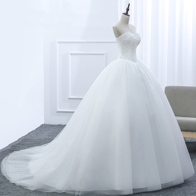 KoreanStyle Slim Fit wedding dress Mermaid 60cm Large tail wedding dress Pricess Bride Evening Dress