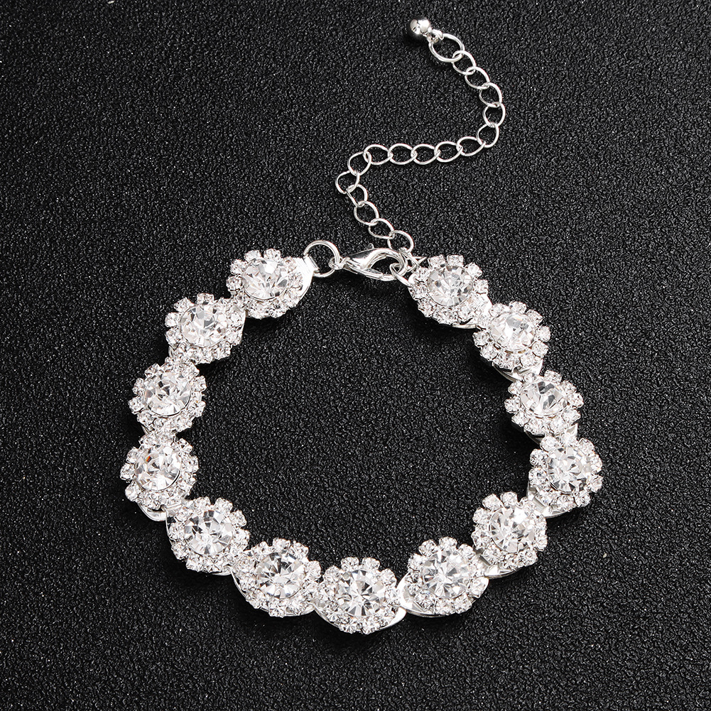 Luxury Crystal Bridal Necklace Earrings Comb Bracelet Jewelry5-PC Set Fashion Jewelry WeddingJewelry