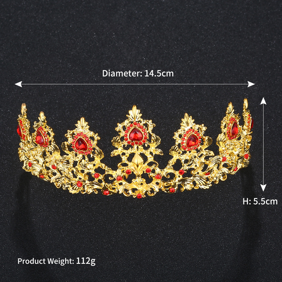 Vintage Luxury Elegant Red Crystal Bridal Crown Earrings Jewelry Sets Fashion Jewelry  Jewelry