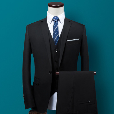 Fashion Slim Suits Business Cloth Groom Groomsman Three-Piece Suit Blazer Jacket Pants Shirt  Set