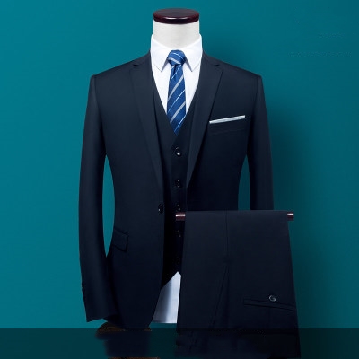 Fashion Slim Suits Business Cloth Groom Groomsman Three-Piece Suit Blazer Jacket Pants Shirt  Set