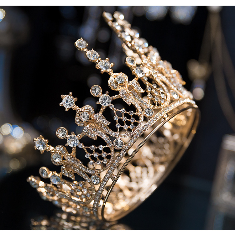 Bridal Wedding Jewelry Crown Earrings  Party Banquet Crystal Bridal Accessories Suit Golden