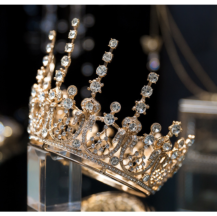 Bridal Wedding Jewelry Crown Earrings  Party Banquet Crystal Bridal Accessories Suit Golden