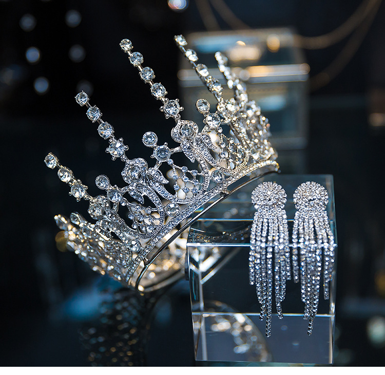 Bridal Wedding Jewelry Crown Earrings  Party Banquet Crystal Bridal Accessories Suit Golden