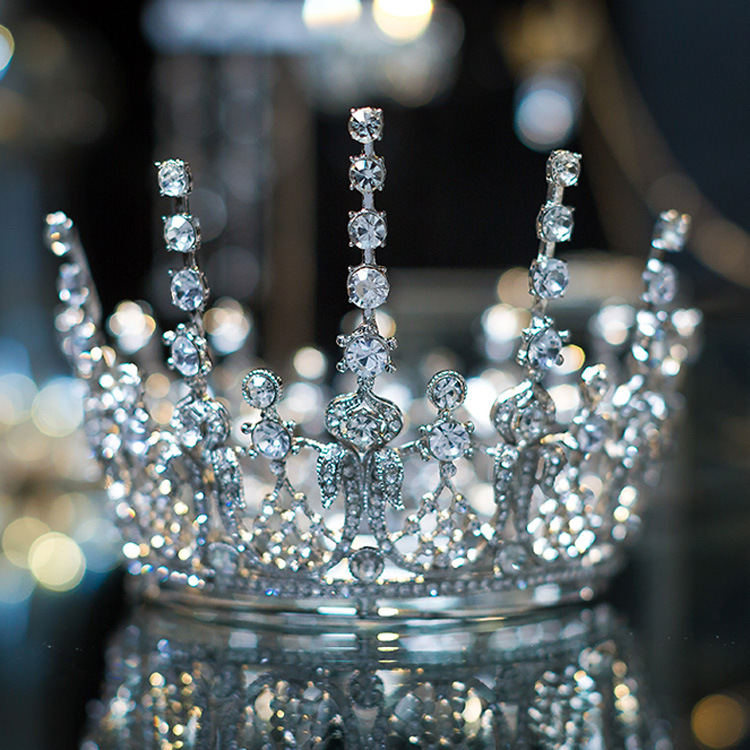 Bridal Wedding Jewelry Crown Earrings  Party Banquet Crystal Bridal Accessories Suit Golden