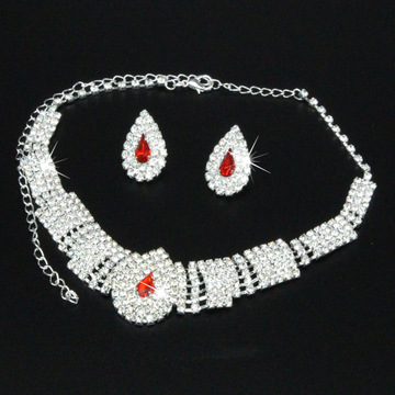 Europe America Luxury Elegant Crystal Bridal Necklace Earrings Jewelry Sets Fashion Jewelry  Sets