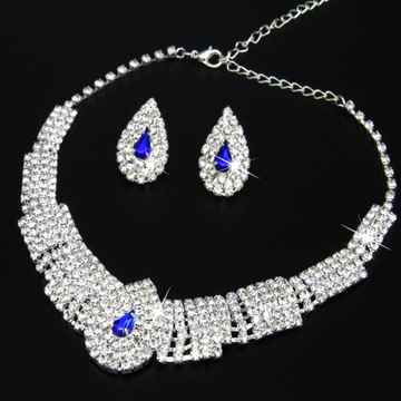 Europe America Luxury Elegant Crystal Bridal Necklace Earrings Jewelry Sets Fashion Jewelry  Sets