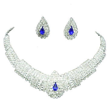 Europe America Luxury Elegant Crystal Bridal Necklace Earrings Jewelry Sets Fashion Jewelry  Sets