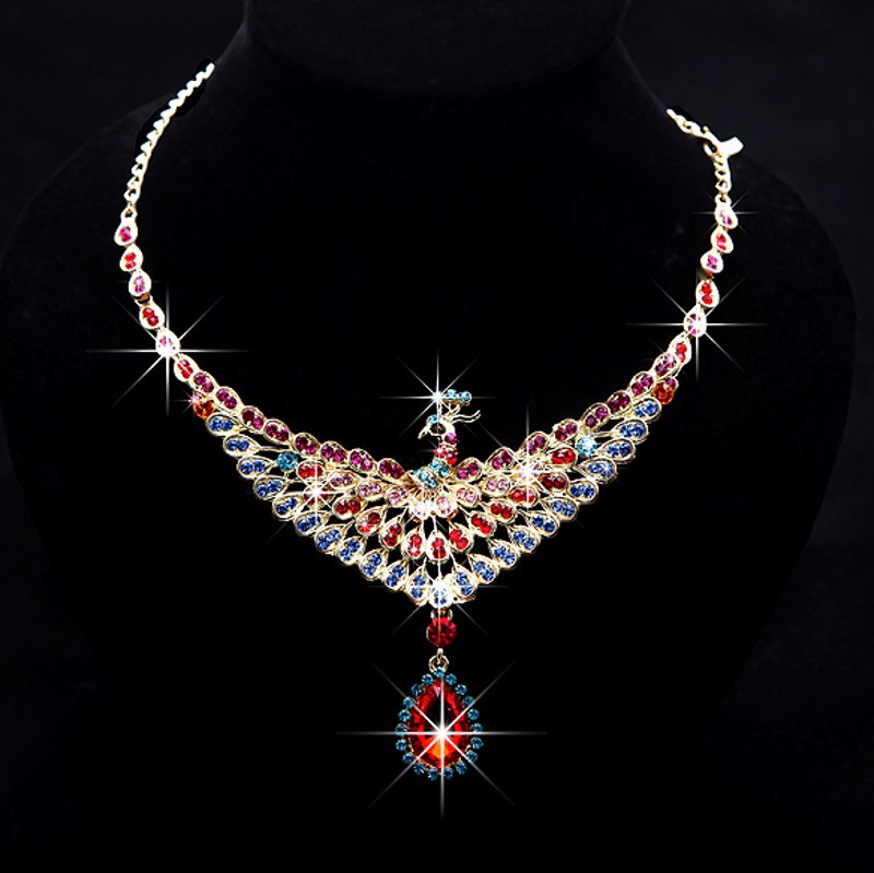 Chinese Style Bridal Accessories party party luxury Crown Necklace Earrings three piece set