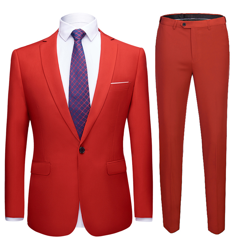 Luxury Slim Suits Business Casual Cloth Groomsman Two-Piece Suit Blazer Jacket Pants  Set