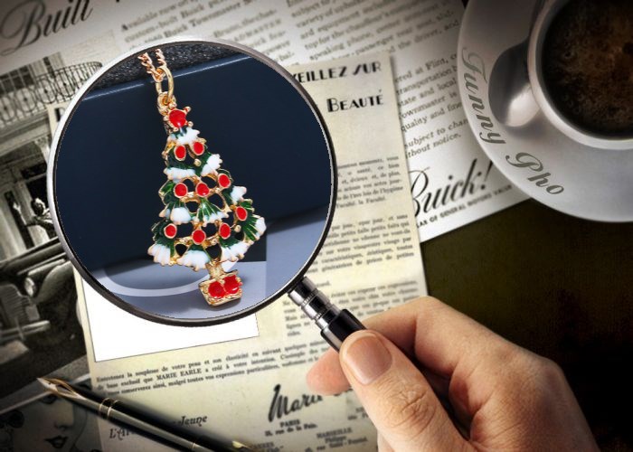 Cute cartoon oil dripping Christmas tree Christmas Gift Earrings Necklace Set