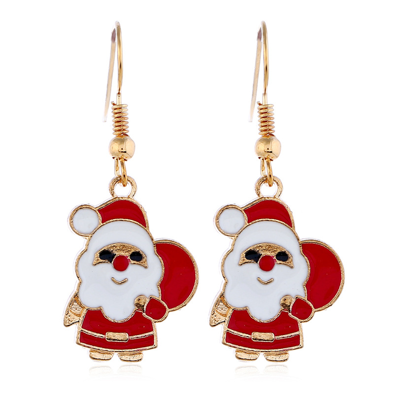 Europe and America cute cartoon drop oil Santa Claus Snowman Gift Earrings Necklace Set