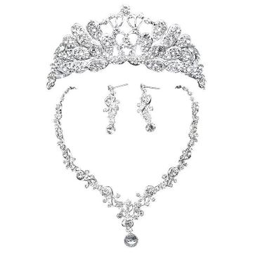 Luxury Bridal Crown Necklace  Earrings Jewelry Sets Fashion Party Jewelry Wedding Jewelry