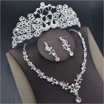 Luxury Bridal Crown Necklace  Earrings Jewelry Sets Fashion Party Jewelry Wedding Jewelry