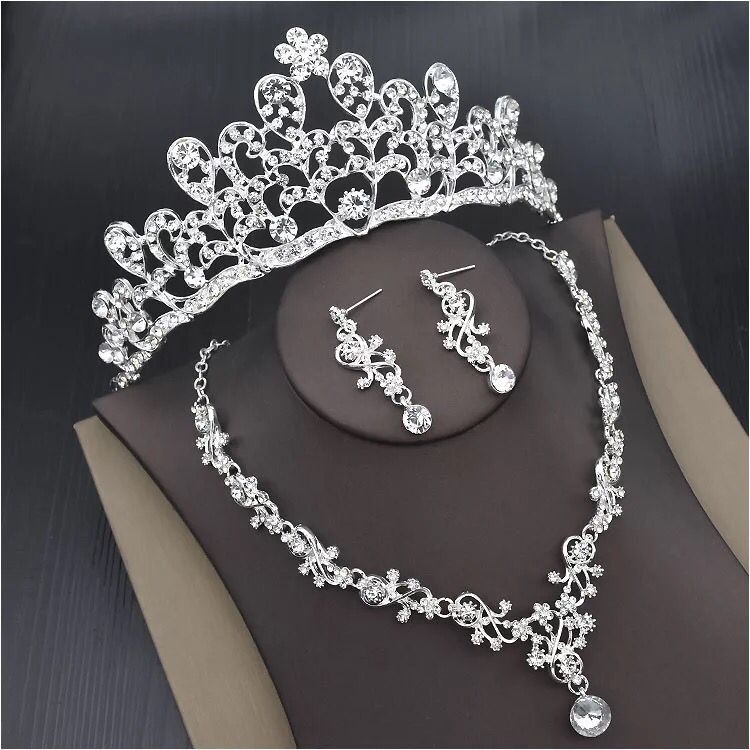 Luxury Bridal Crown Necklace  Earrings Jewelry Sets Fashion Party Jewelry Wedding Jewelry