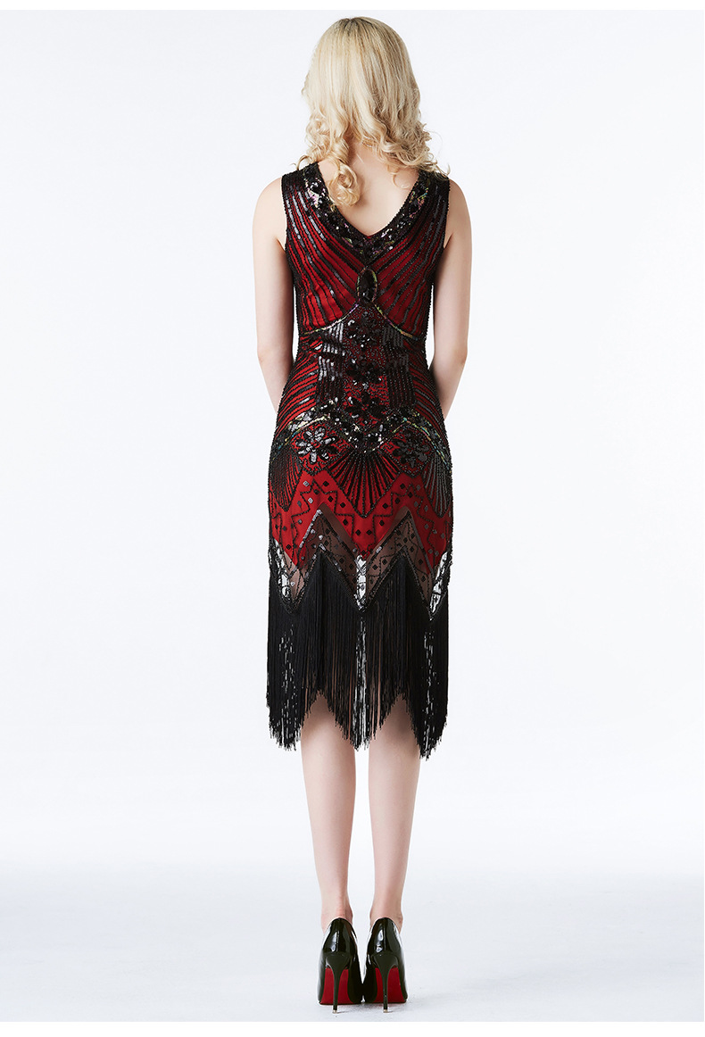 Luxury Slim Fit Evening Squins Tassels Dress Bridemaid Wedding Dress Manual Bead Party Concert Dress