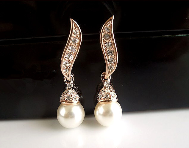 Luxury Necklace  Diamond Pearl Wedding Earrings Jewelry Sets Fashion Party Jewelry Wedding Sets