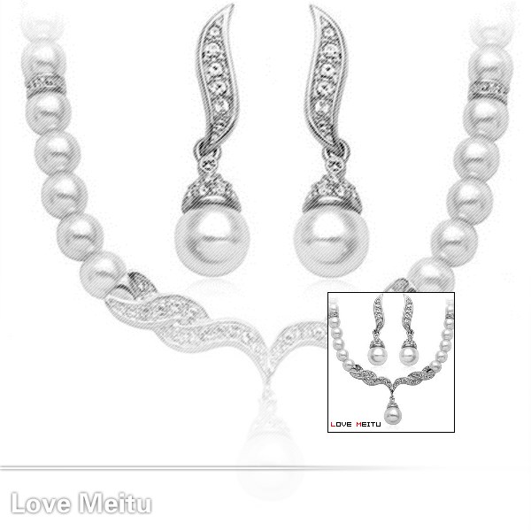 Luxury Necklace  Diamond Pearl Wedding Earrings Jewelry Sets Fashion Party Jewelry Wedding Sets