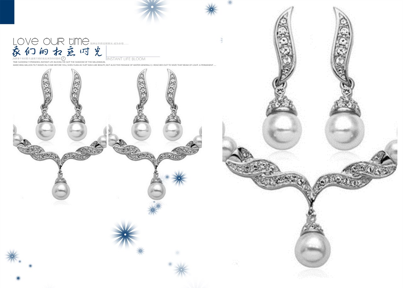Luxury Necklace  Diamond Pearl Wedding Earrings Jewelry Sets Fashion Party Jewelry Wedding Sets
