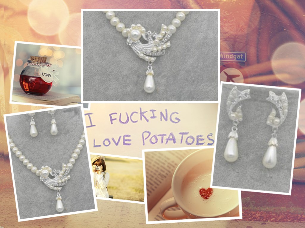 Evening dress wedding dress Diamond Pearl Wedding Accessories Necklace Earrings Jewelry Fashion Sets