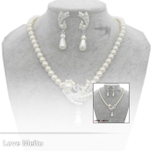 Evening dress wedding dress Diamond Pearl Wedding Accessories Necklace Earrings Jewelry Fashion Sets