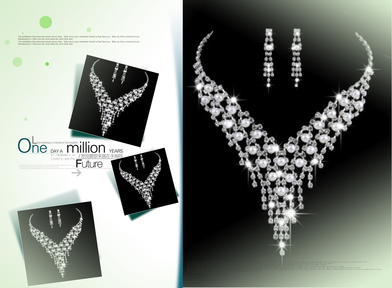 Banquet luxury fashion Wedding Crystal Sets water diamond pearl necklace earrings two piece set