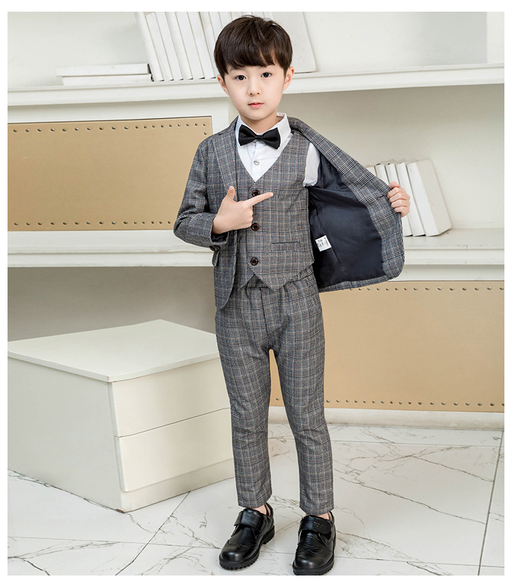 Vest+Blazer+Pants+Bow+Shirt 5pcs Kid Child Boy Suit Formal Boy Gentleman Blazer Wedding Suit Party