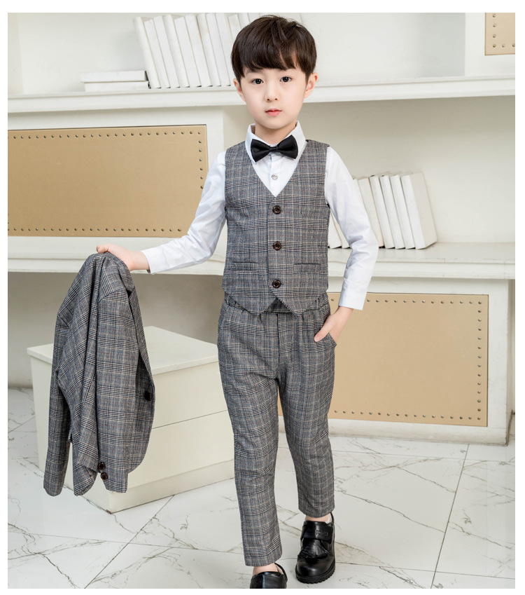 Vest+Blazer+Pants+Bow+Shirt 5pcs Kid Child Boy Suit Formal Boy Gentleman Blazer Wedding Suit Party