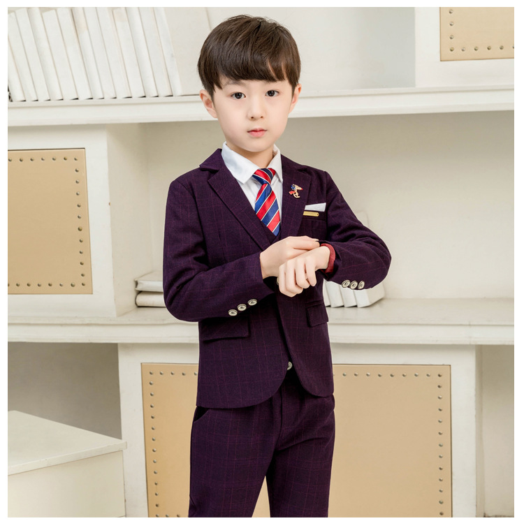 Vest+Blazer+Pants+Tie+Shirt+Pin 6pcs Kid Child Boy Suit Formal Boy Gentleman Blazer Party