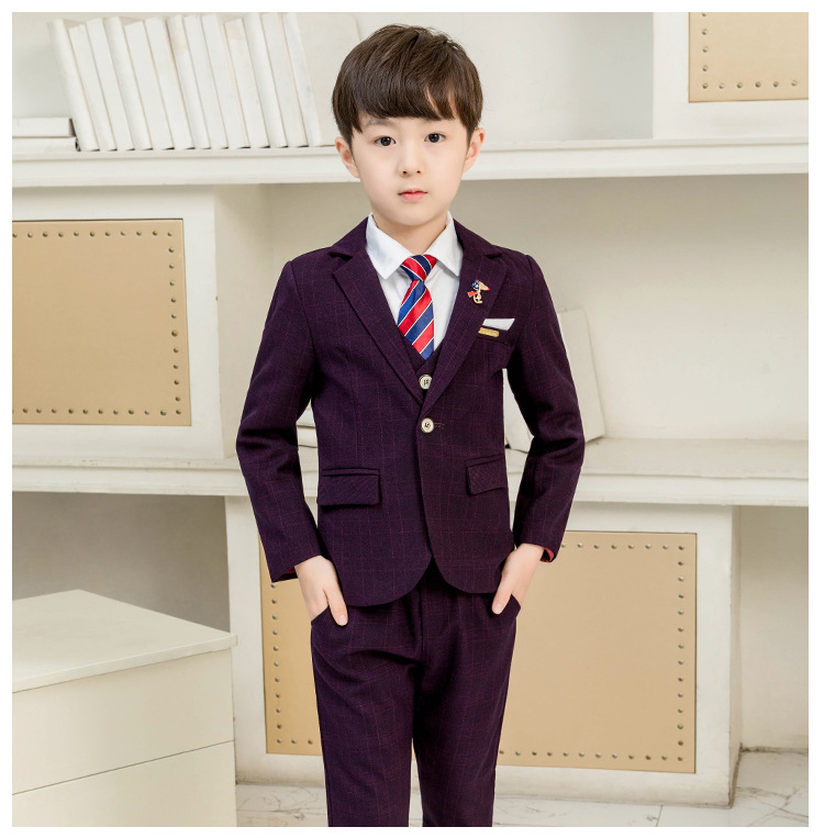 Vest+Blazer+Pants+Tie+Shirt+Pin 6pcs Kid Child Boy Suit Formal Boy Gentleman Blazer Party