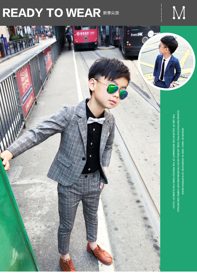 Blazer+Pants 2pcs Kids Child Boys Suits Formal Gentleman Wedding Suit  Children England Style Party