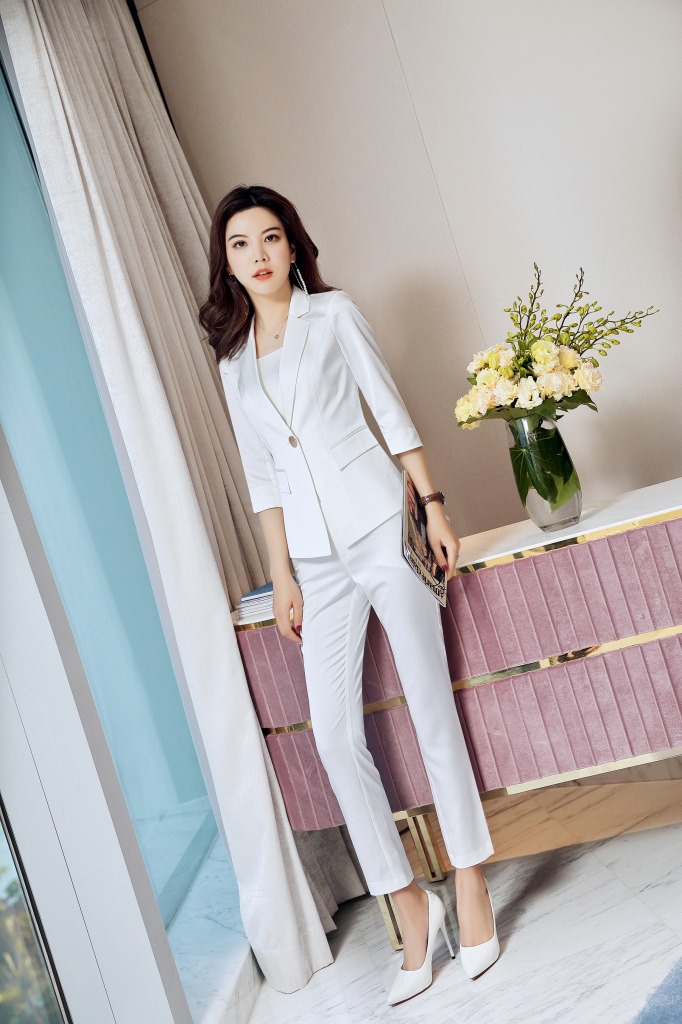 Office Lady Suit White Collar Business Cloth Lady Formal Work Suit Blazer+Skirt Pants 2pcs Set