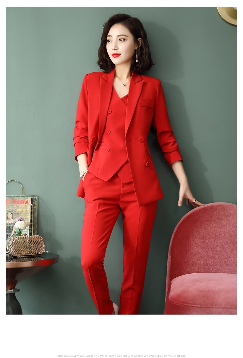 Elegang Office Lady Suit White Collar Business Clothing Lady Formal Work Suit Blazer+Pants 2pcs Set